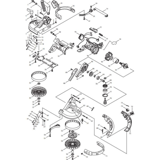 Main Assembly for Makita DPB180Z Cordless Portable Band Saw