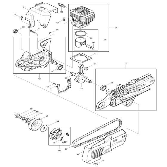 Crankshaft, Cylinder Assembly for Makita DPC6201 Disc Cutter