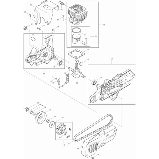 Cylinder, Crankshaft and Clutch Assembly for Makita DPC6400 Disc Cutter