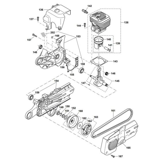 Cylinder, Crankshaft, Clutch Assembly for Makita DPC6401 Disc Cutter