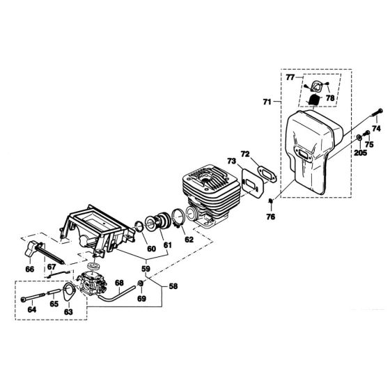 Muffler Assembly for Makita DPC6411 Disc Cutter