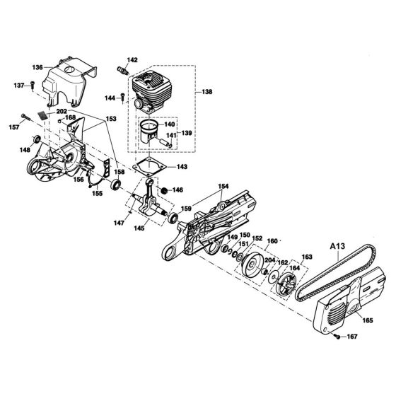 Cylinder, Crankshaft, Clutch Assembly for Makita DPC6411 Disc Cutter