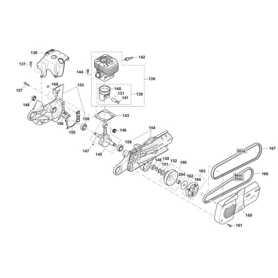 Cylinder, Crankshaft and Clutch Assembly for Makita DPC6430 Disc Cutter