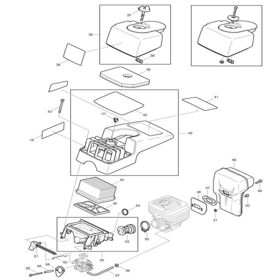 Filter, Muffler Assembly for Makita DPC7300 Disc Cutter