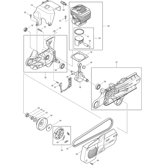 Cylinder, Piston and Clutch Assembly for Makita DPC7301 Disc Cutter