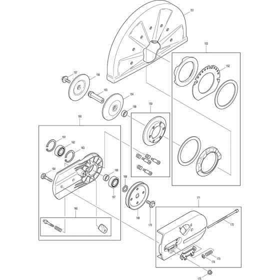 Blade Guard and Sprocket Assembly for Makita DPC7301 Disc Cutter