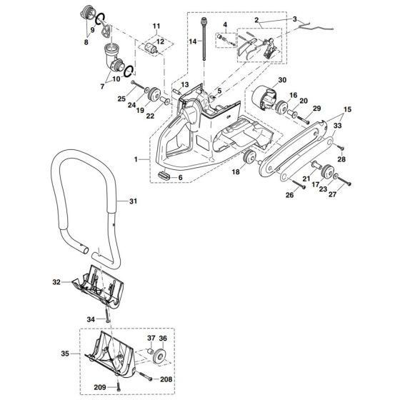 Tank, Handle Assembly for Makita DPC7310 Disc Cutter