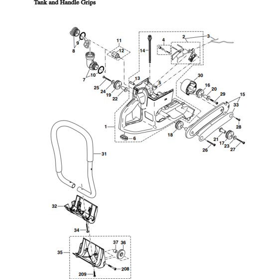 Tank and Handle Grips Assembly for Makita DPC7311 Disc Cutter