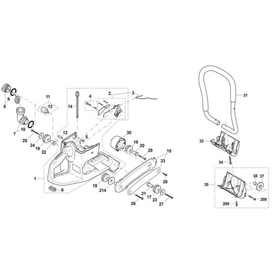 Tank, Handle Assembly for Makita DPC7321 Disc Cutter