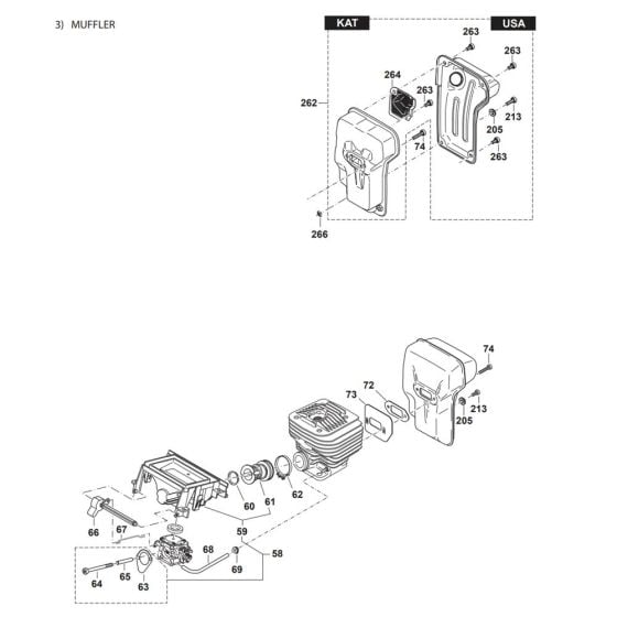 Muffler Assembly for Makita DPC7321 Disc Cutter