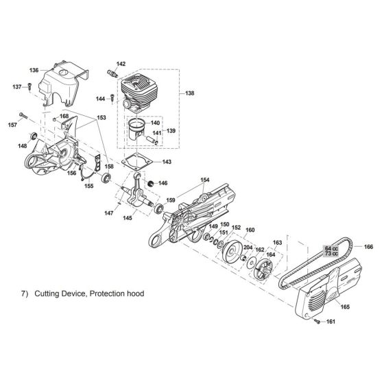 Cylinder, Crankshaft, Clutch Assembly for Makita DPC7321 Disc Cutter