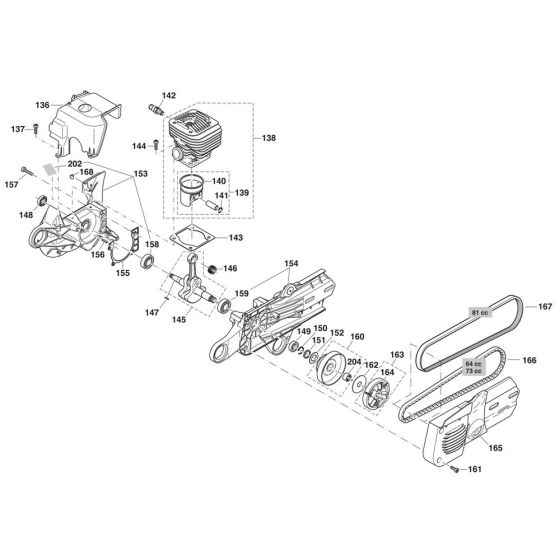 Cylinder, Crankshaft, Clutch Assembly for Makita DPC7331 Disc Cutter