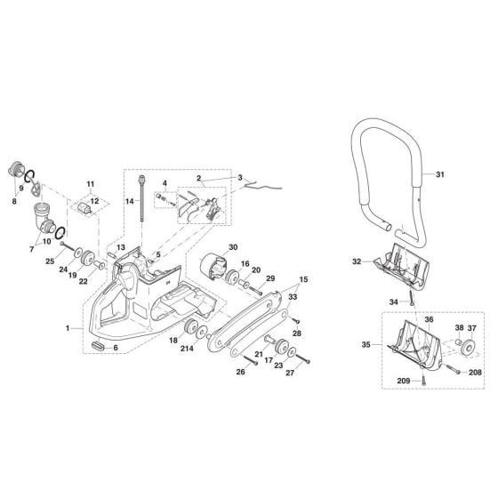 Tank, Handle Assembly for Makita DPC8111 Disc Cutter