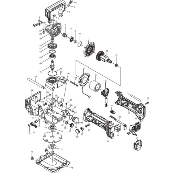 Main Assembly for Makita DPJ180Z Cordless Plate Joiners 