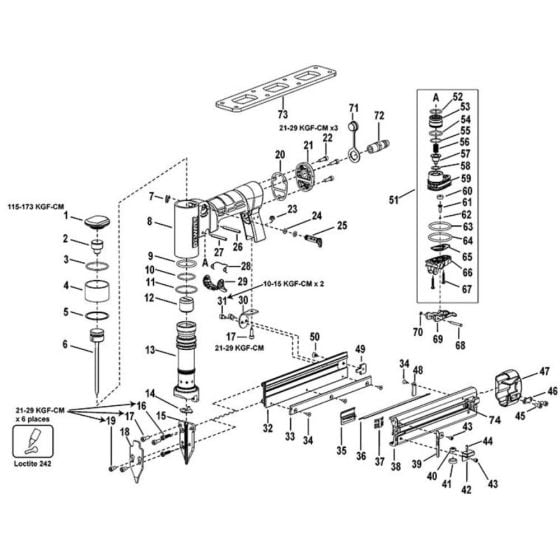 Main Assembly for DeWalt DPN2330 Nailers