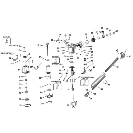 Main Assembly for DeWalt DPN250MCN Nailers