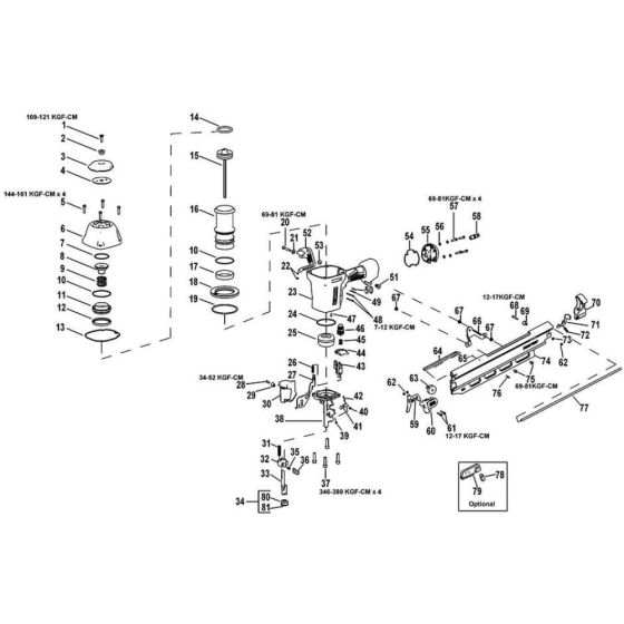 Main Assembly for DeWalt DPN9017PL Nailers