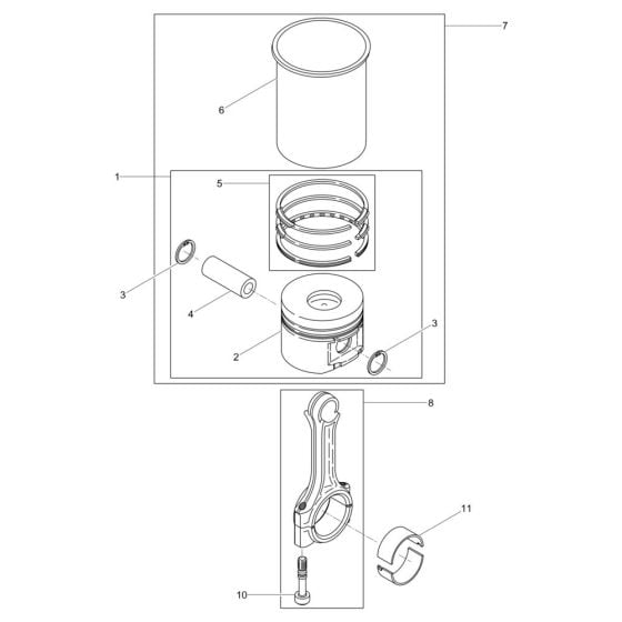 Cylinder, Piston Assembly for Wacker DPS1850H Plate Compactor