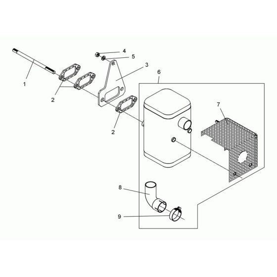 Muffler Assembly for Wacker DPS2040 Plate Compactor