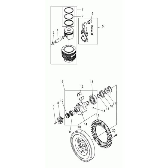 Cylinder, Piston Assembly for Wacker DPS2040 Plate Compactor