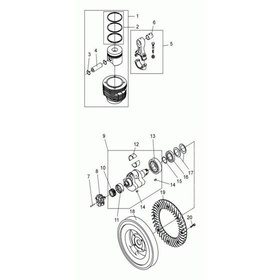 Cylinder, Piston Assembly for Wacker DPS2050 Plate Compactor