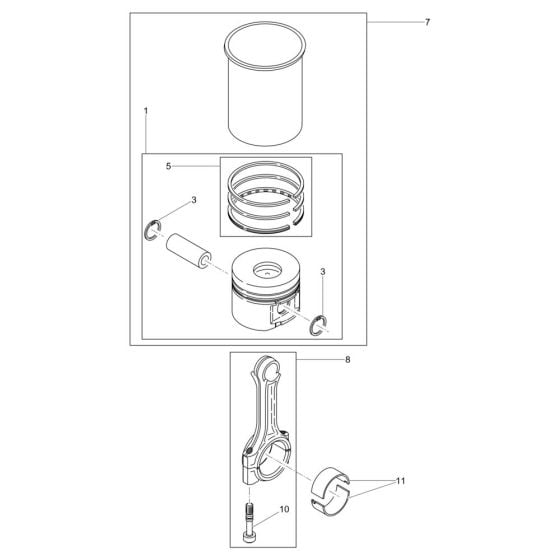 Cylinder, Piston Assembly for Wacker DPS2050Hw Plate Compactor