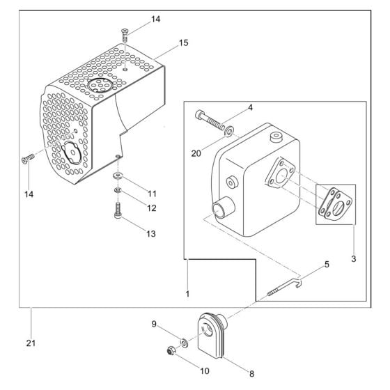 Exhaust Assembly for Wacker DPS2050Hw Plate Compactor