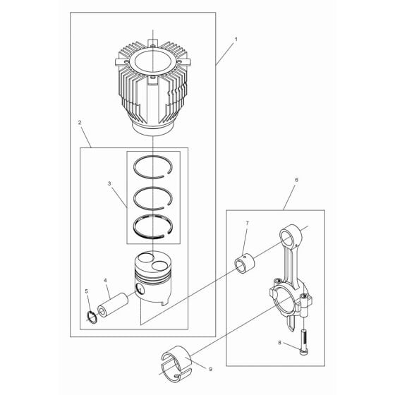 Cylinder, Piston Assembly for Wacker DPS3050 Plate Compactor