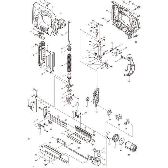 Main Assembly for Makita DPT350RFE Pin Nail Guns
