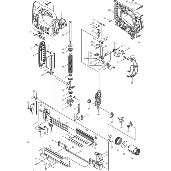 Main Assembly for Makita DPT350Z Cordless Nailer