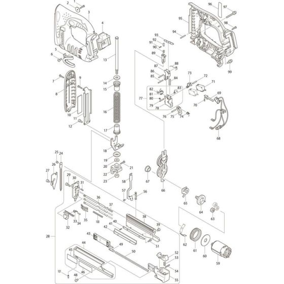 Main Assembly for Makita DPT351RMJ Pin Nail Guns
