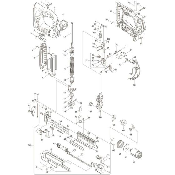 Main Assembly for Makita DPT351Z Pin Nail Guns
