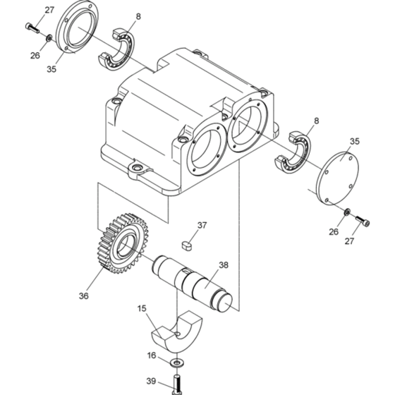 Exciter-2 Assembly for Wacker DPU2440F-5000007877 (Diesel-Crankstarter) Rev.101 Reversible Plate Compactor