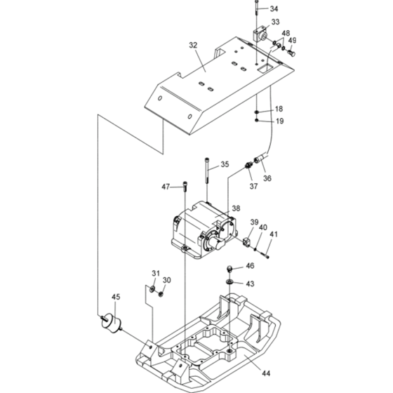 Vibratory Plate-1 Assembly for Wacker DPU2440F-5000007878 (Diesel-Crankstarter) Rev.101 Reversible Plate Compactor