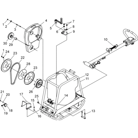 Vibratory Plate Assembly for Wacker DPU2440F-5000007886 (Diesel-Crankstarter) Rev.100 Reversible Plate Compactor