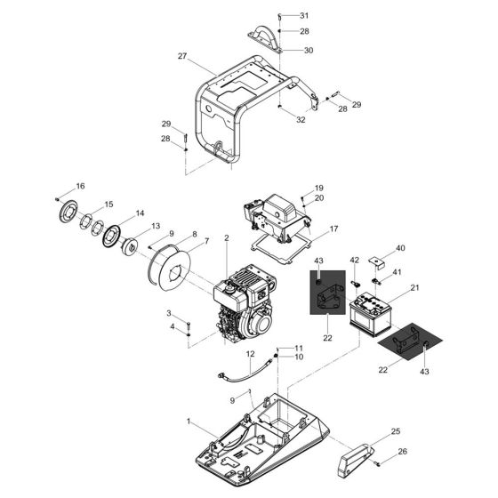 Upper Mass Assembly for Wacker DPU40 Plate Compactor