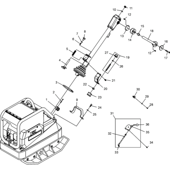 Vibratory Plate Assembly for Wacker DPU4045H-5000007935 (Diesel-Crankstarter) Rev.105 Reversible Plate Compactor