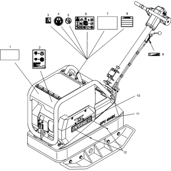 Labels Assembly for Wacker DPU4045H-5000007935 (Diesel-Crankstarter) Rev.105 Reversible Plate Compactor