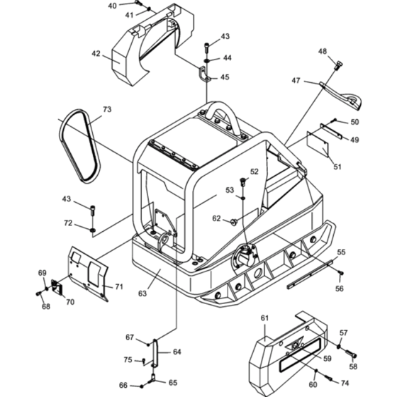 Vibratory Plate-1 Assembly for Wacker DPU4045H-5000610043 (Diesel-Crankstarter) Rev.102 Reversible Plate Compactor