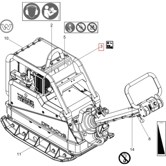 Label Assembly for Wacker DPU4045H-5000610051 (Diesel-Crankstarter) Rev.107 Reversible Plate Compactor