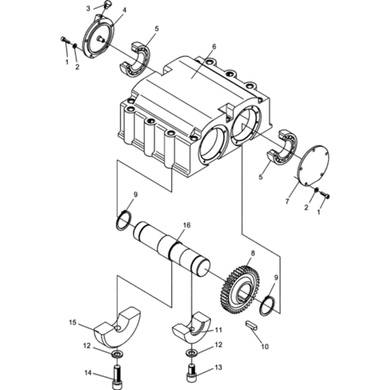 Exciter Assembly for Wacker DPU4045H-5000610051 (Diesel-Crankstarter) Rev.107 Reversible Plate Compactor