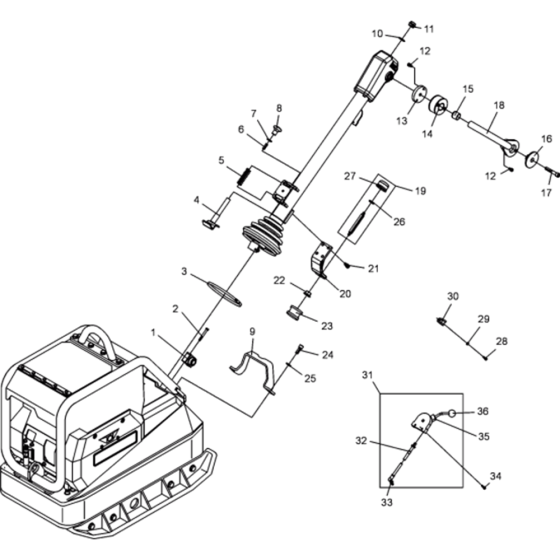 Vibratory Plate Assembly for Wacker DPU4045H-5000007888 (Diesel-Crankstarter) Rev.105 Reversible Plate Compactor