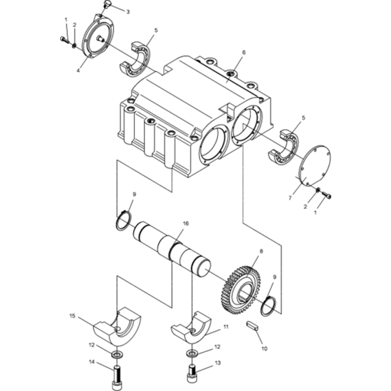 Exciter Assembly for Wacker DPU4045H-5000007888 (Diesel-Crankstarter) Rev.105 Reversible Plate Compactor