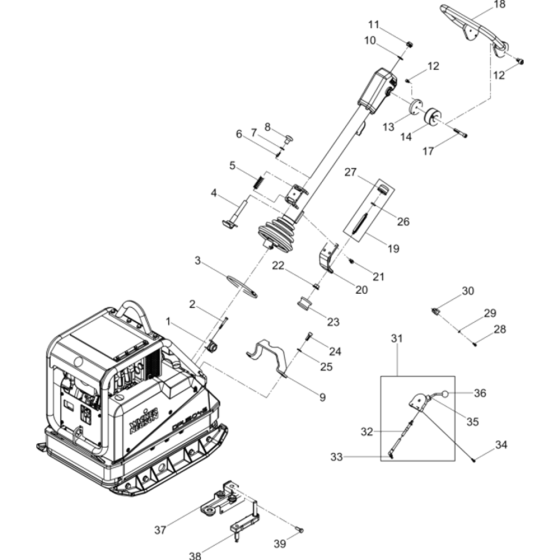 Vibratory Plate 1 Assembly for Wacker DPU5045H-5000039125 Rev.107 Plate Compactor