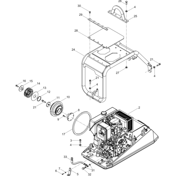 Upper Mass 1 Assembly for Wacker DPU5045H-5000220338 Rev.107 Plate Compactor