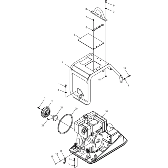 Upper Mass 1 Assembly for Wacker DPU6055-5000011528 Rev.103 Plate Compactor