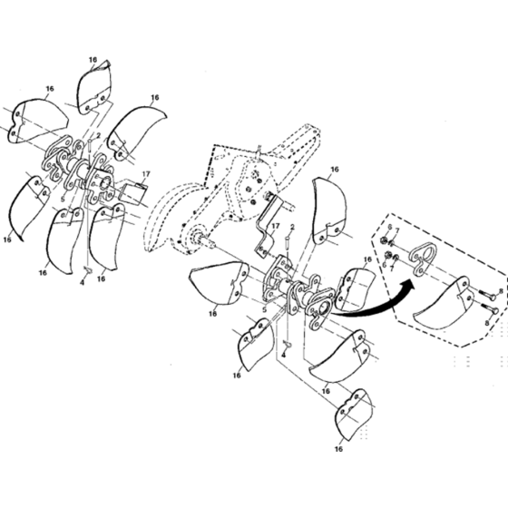 Tine Assembly for Husqvarna DRT 70 Cultivator/Tiller