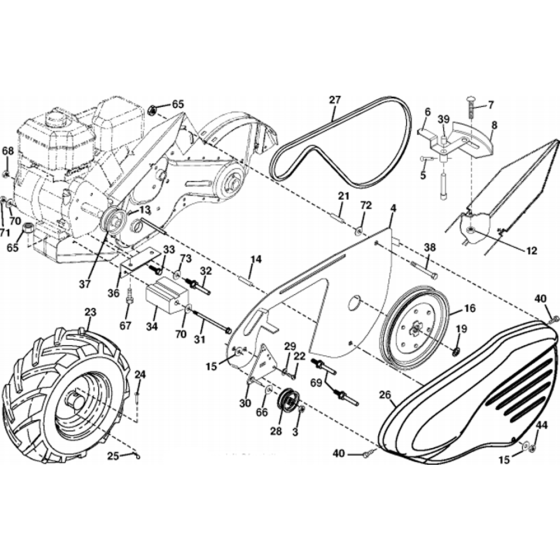 Mainframe, Left Side Assembly for Husqvarna DRT 900 E Cultivator/Tiller