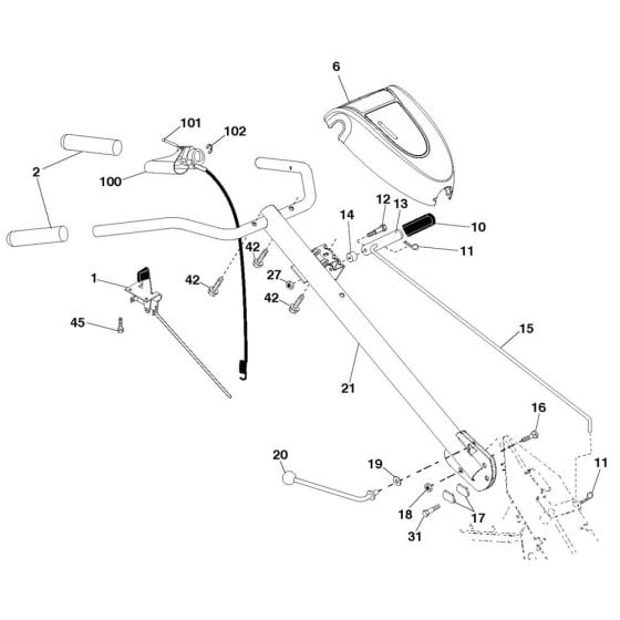 Handle Assembly for Husqvarna DRT 900 Cultivator/Tiller