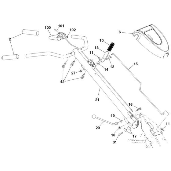 Handle Assembly for Husqvarna DRT 900 H Cultivator/Tiller